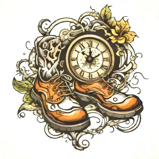 Foot Steps And Clock