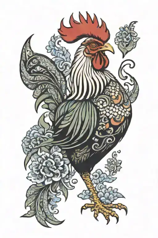 Fierce Rooster With Indonesian Batik