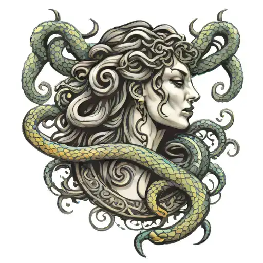 Medusa Snakes Behind Neck