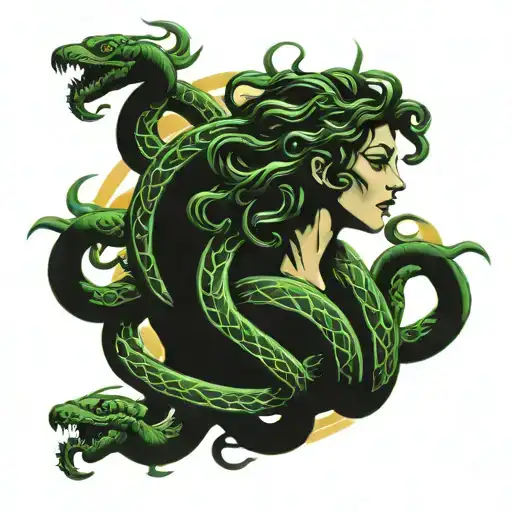 Medusa Snakes Behind Neck Intertwined