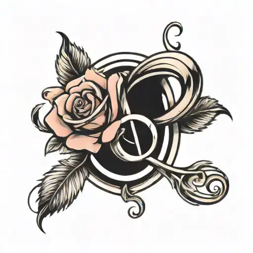 Rose Intertwined With A Music Note