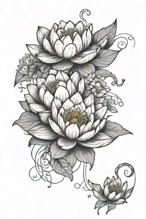 Waterlily And Poppy Flower With A Semicolon