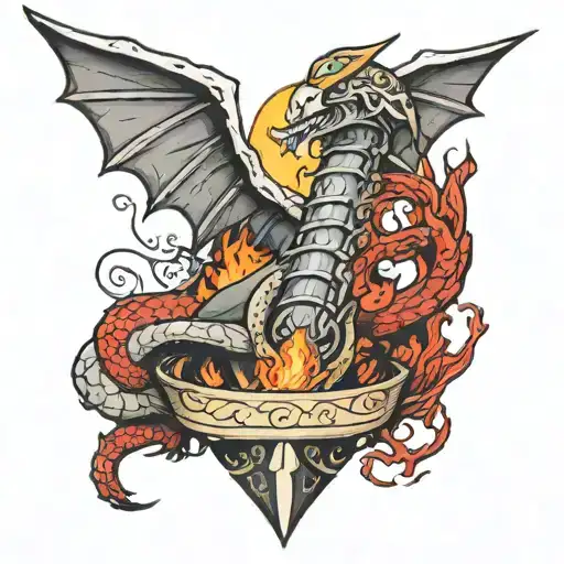 Sword In The Stone Girded With A Fiery Serpent