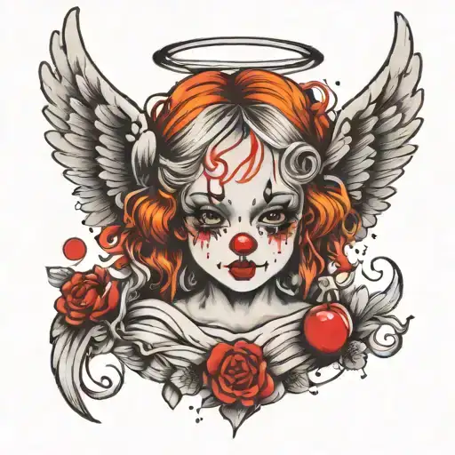 Crying Angel Wings On Clown Girl Pretty Cute