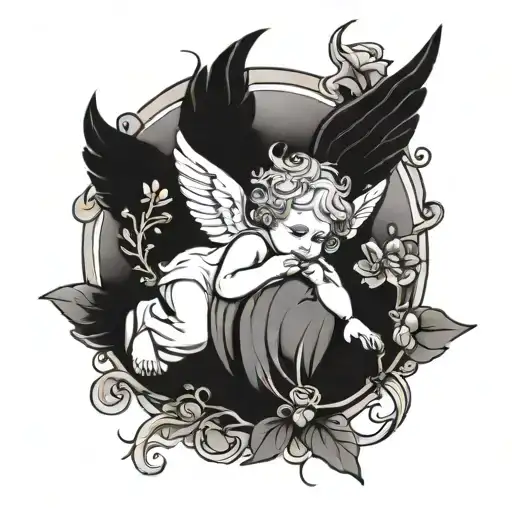 Cherub With Angel Wings Cute Crying