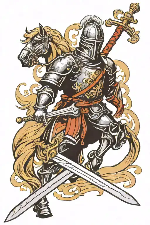 The Russian Knight Holding A Sword