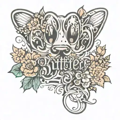 Cat Paw Made Of Flowers With The Name Butters