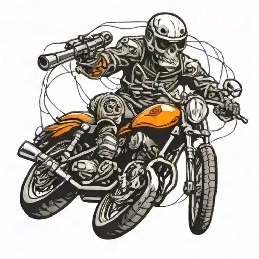 Sports Motorcycle And Skull