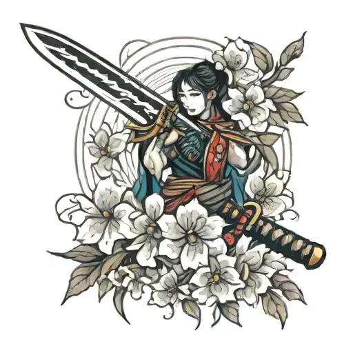 Katana With Flowers