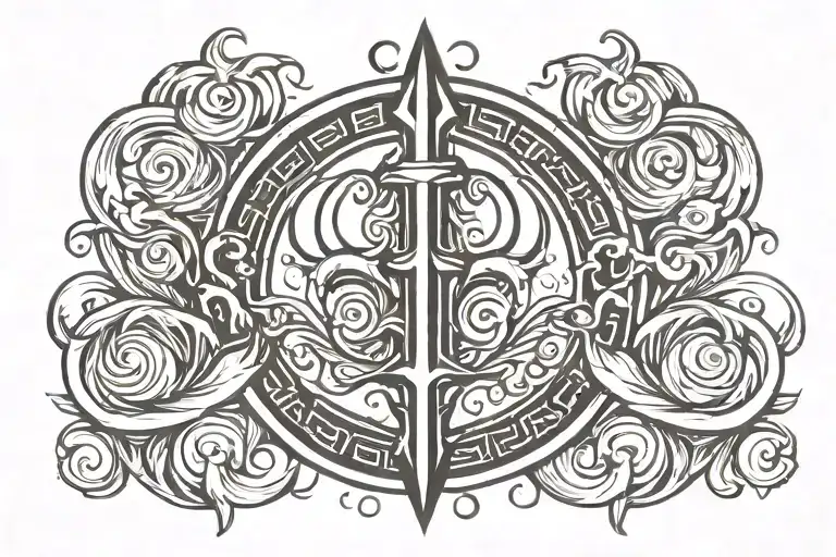 Trident Symbol With Wave