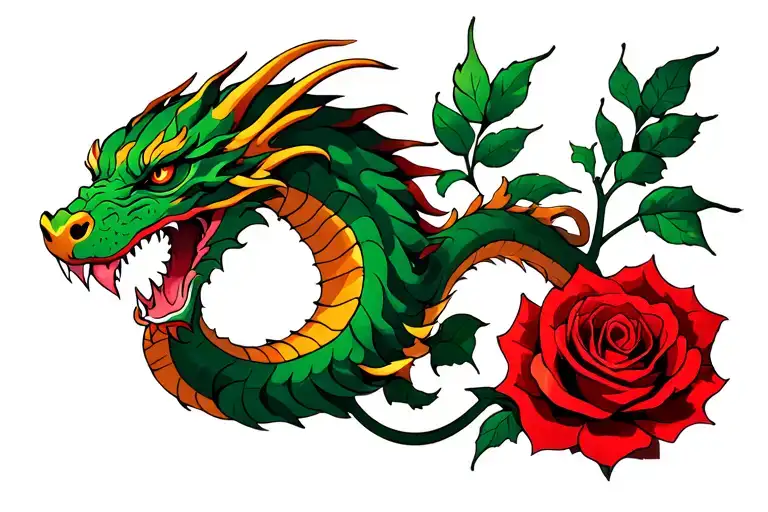 Rose With Dragon