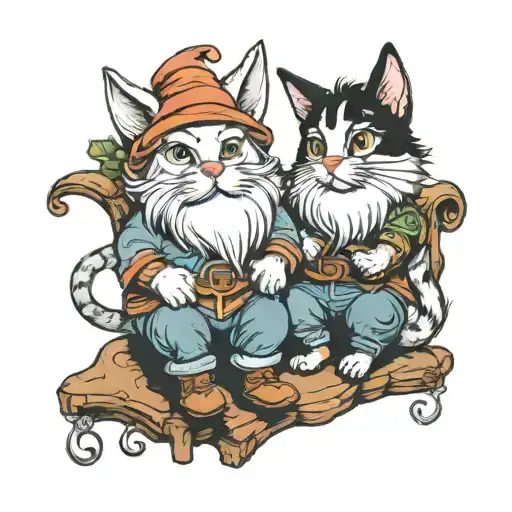 Gnome And Cat Sitting