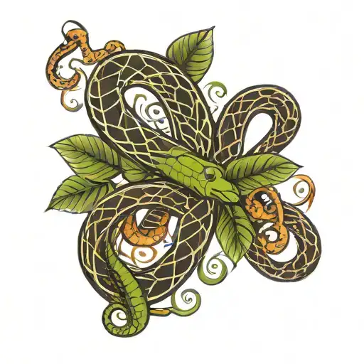 Tattoo Of A Snake In The Form Of A Treble Clef