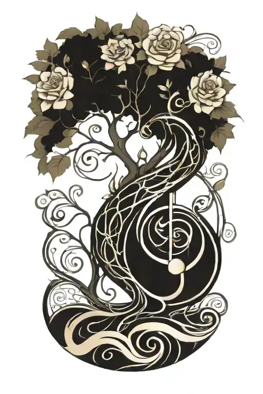 Tree Of Life Incorporated In A Treble Clef