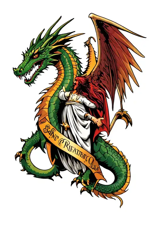 Saint Michael Killing Dragon Wrapped
