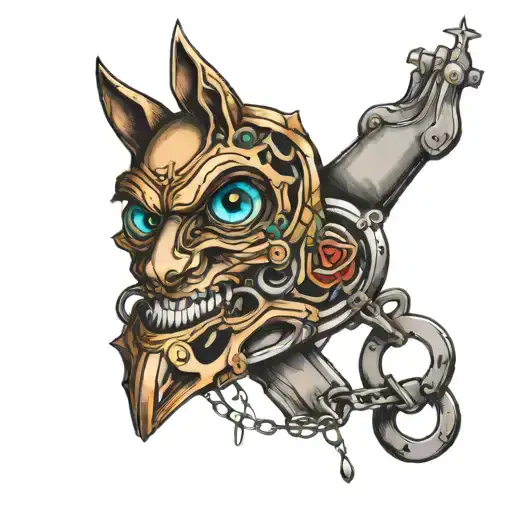 Broken Handcuffs With Eyes