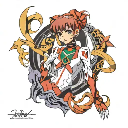 Asuka Lengle From Evangelion In Onime Style With Beautiful Design