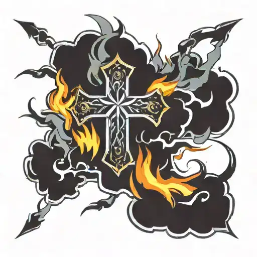 Cross With Fire Surrounded