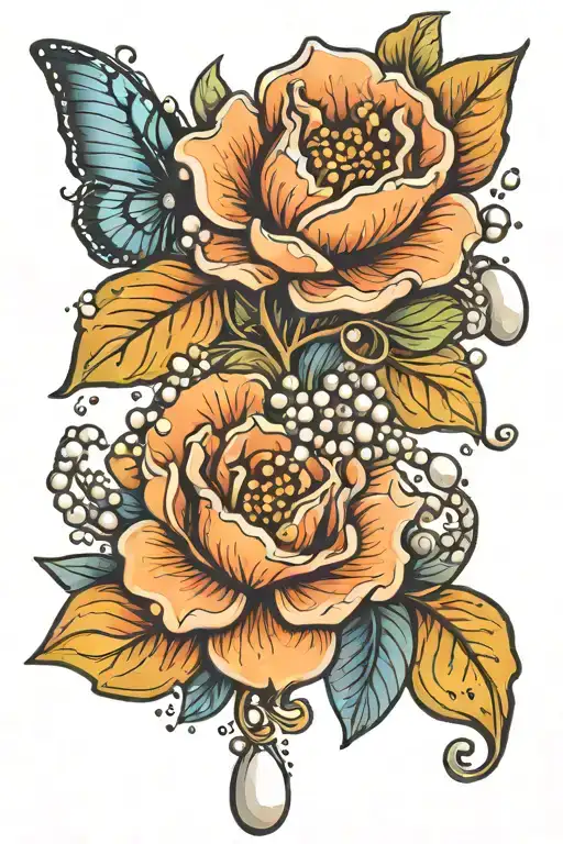 August Birth Flower And Pearls