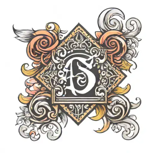 Initial A S N Roll Inspired Tattoo Design Featuring