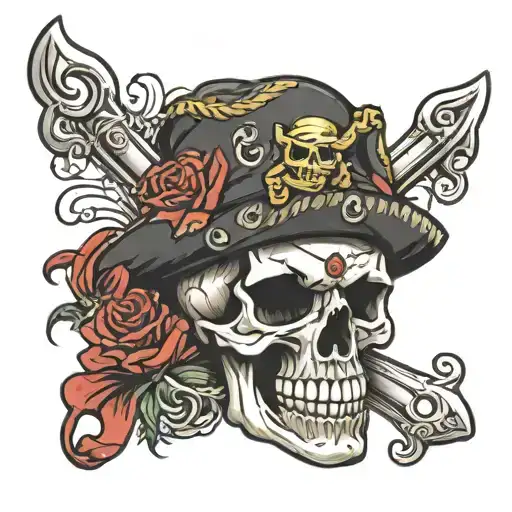Pirate Skull Wearing A Bandana With Momento Mori Written