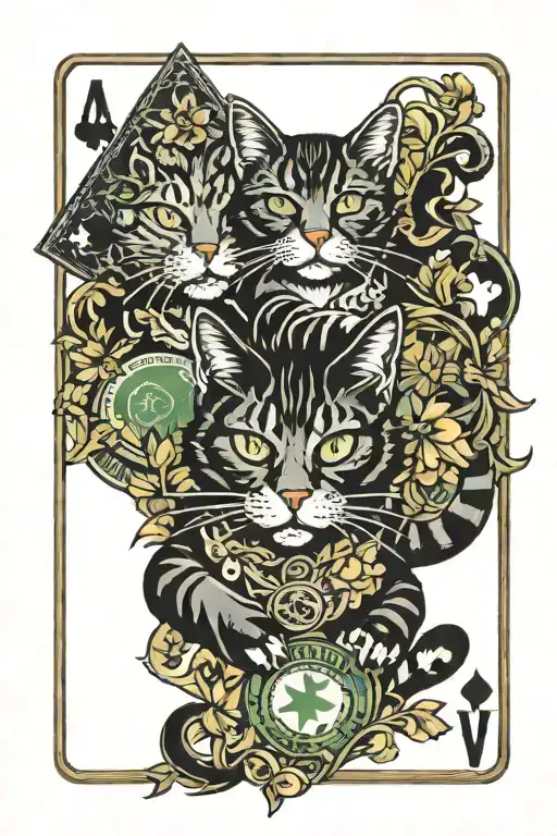Four Cats With Money Poker Cards
