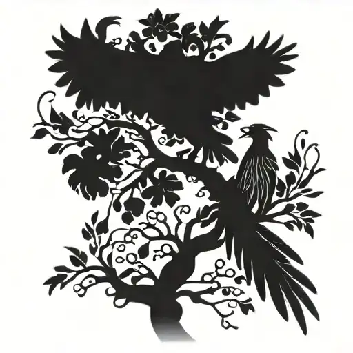 Phoenix And Tree Silhouette