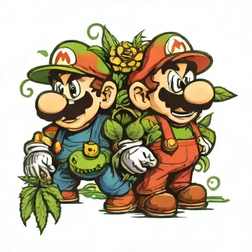 Mario Bros Characters Exploring A Marijuana