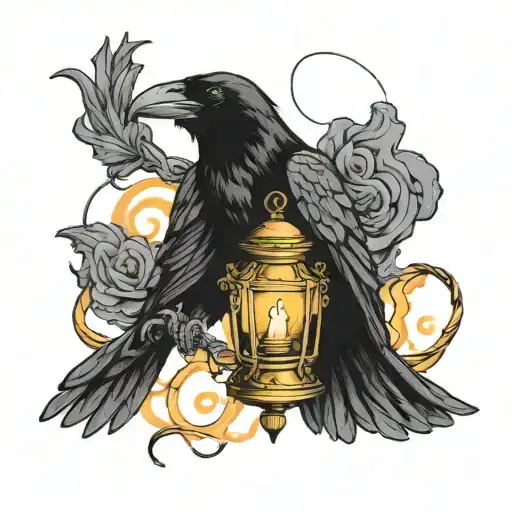 Crow Wearing Kings Robes Holding An Illuminating Lantern
