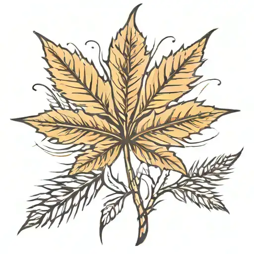 Maple Leaf With Head Of Wheat Inside The Leaf