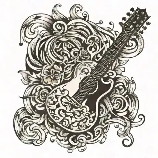 Music Staff Wrapped Around A Guitar