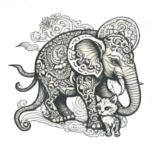 Elephant And A Cat