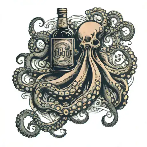 Octopus And Rum Bottle