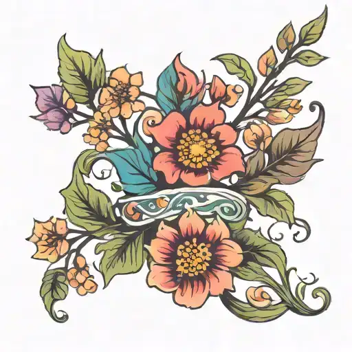 Sophisticated Realistic Colourful Floral Vine Band Minimalist