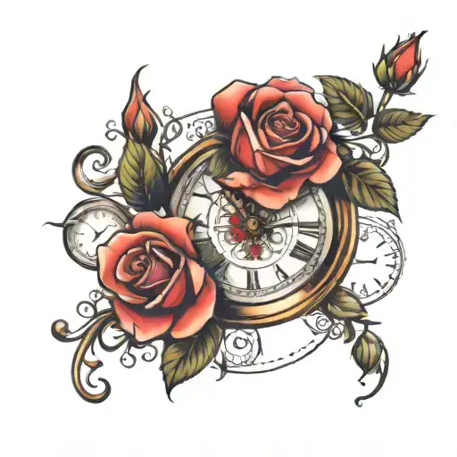 Rose And Clock Face
