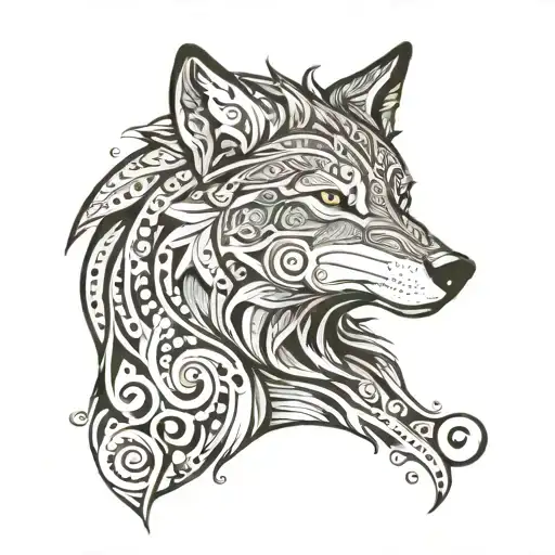 Wolf And Maori Tatoo For My Arm