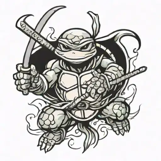 Black And White Color Ninja Turtle