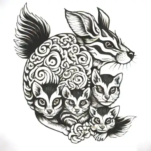 Animal Mum With 3 Babies