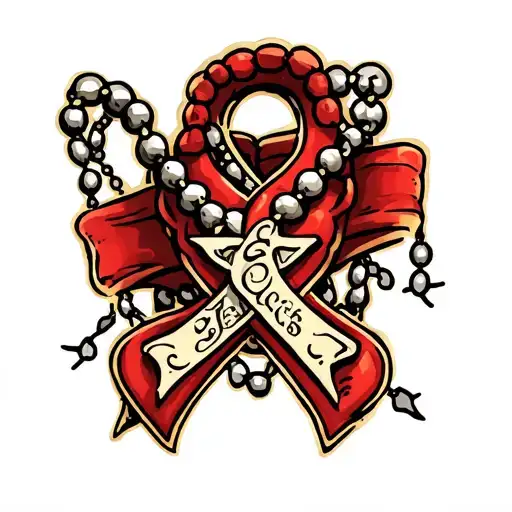 Prostate Cancer Symbol With Rosary Beads