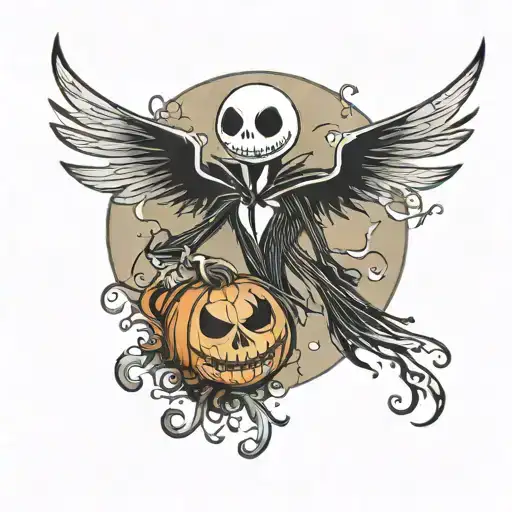 Jack Skellington With Wings And A Full Moon In The Background