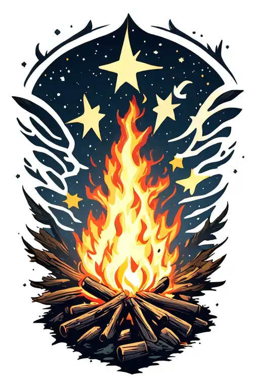 Campfire Embers Rising To Stars Forming