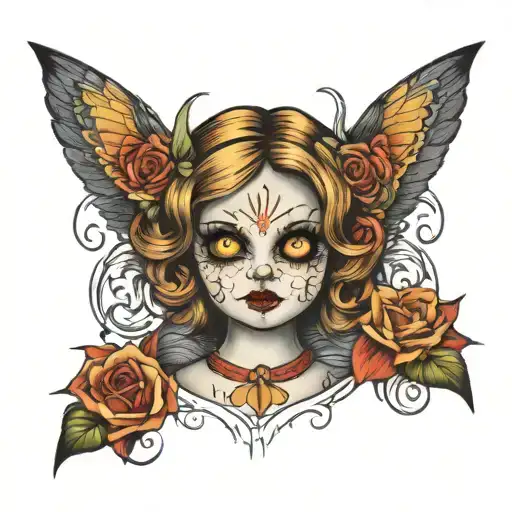 Create Face Of Annabelle Tattoo Dark Centered