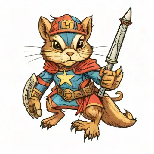A Female Chipmunk Superhero Wielding The Power