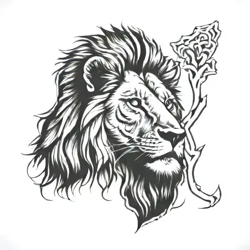 Africa Outline & Lion