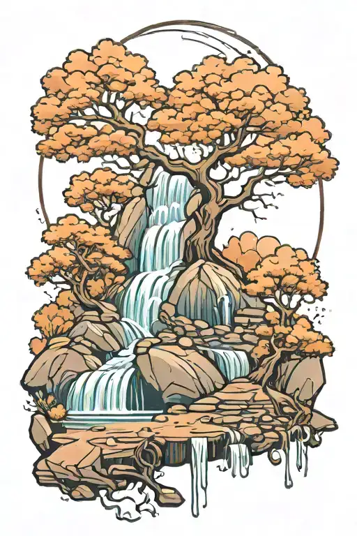 Tree And Waterfall