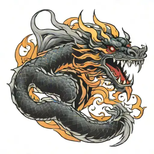 Japanese Dragon Breathing Fire