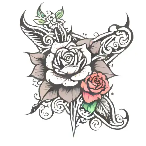 Cover Up Tribal Armband With Rose