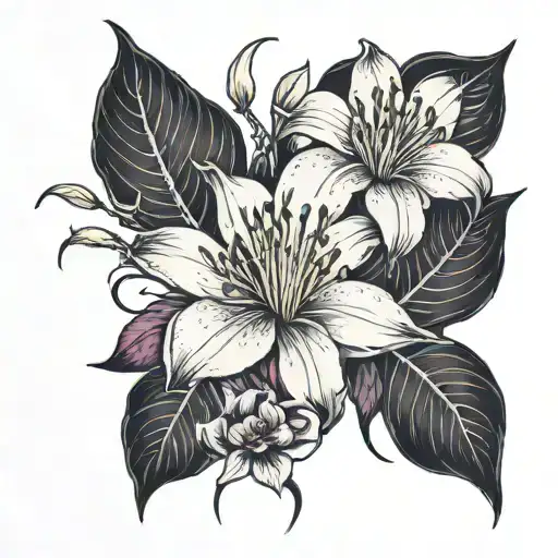 86 With Spider Lily Flower And Magnolia Flower