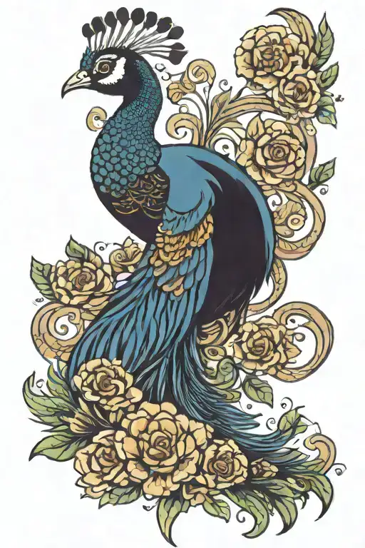 Peacock In Denim Jacket