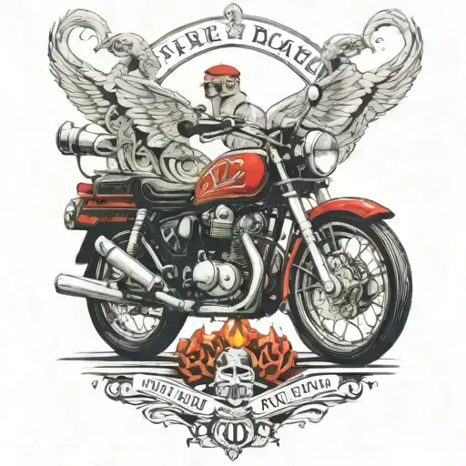 Fire Brigade And Motorcycle Mz1000sf In Front Of The